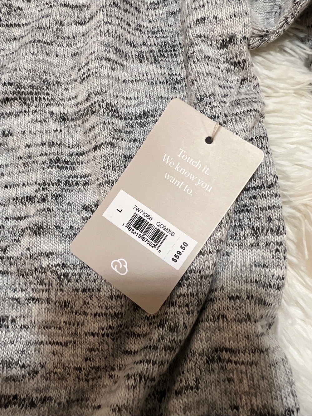 Lucky Brand Cloud Soft NWT Women's Gray Marled Long-Sleeve Top- Large - Picture 7 of 9